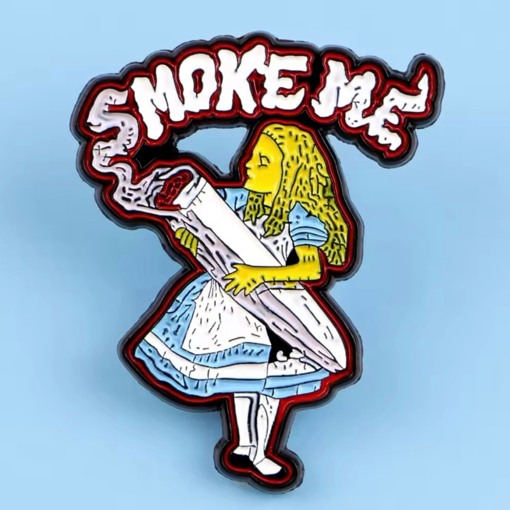 Disney Inspired Alice in Wonderland Smoke Me Stoner Enamel Pin